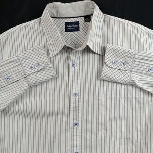 Tommy Bahama Indigo Palms Mens XL Long Sleeve Cotton Striped Button Down Shirt